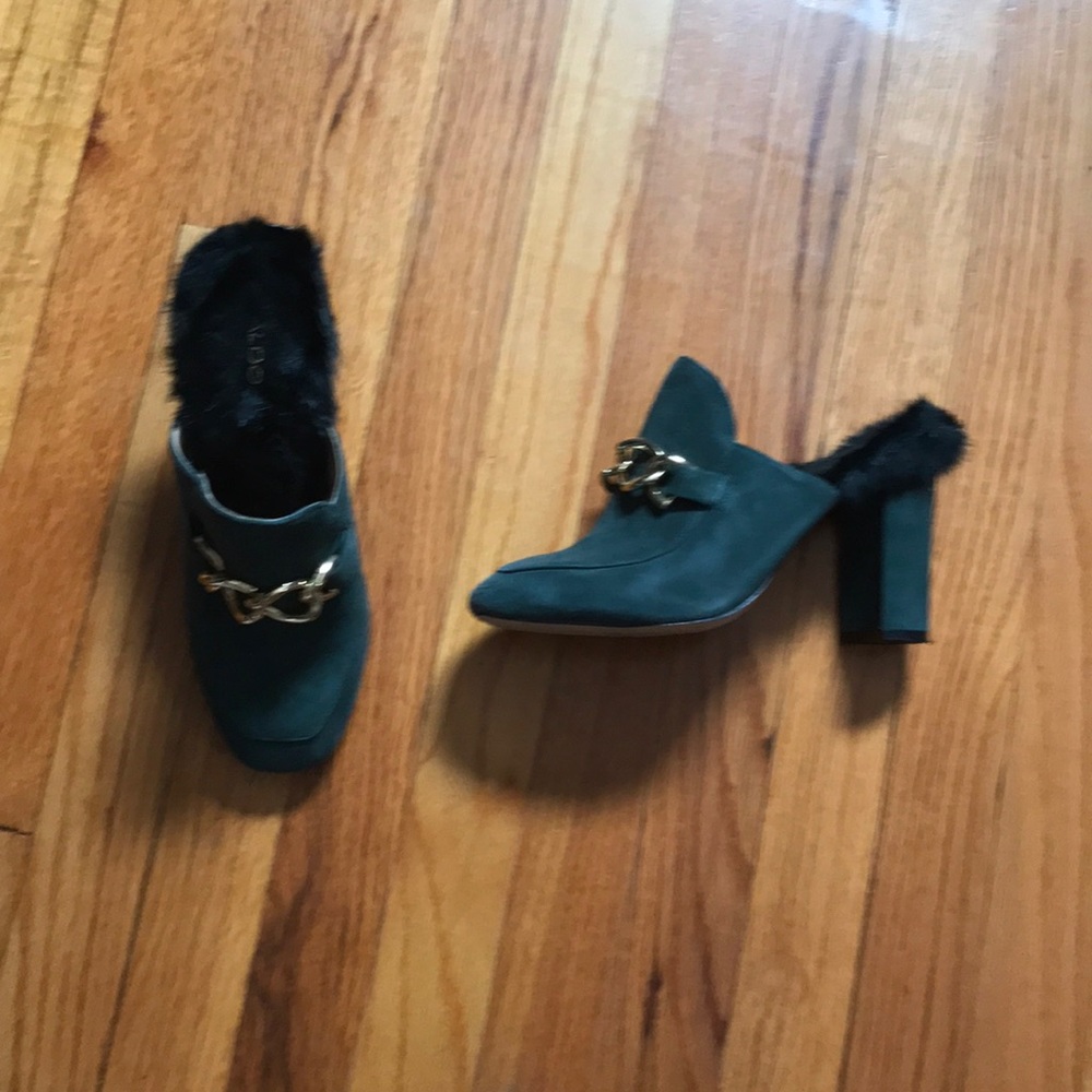 Emerald green heel loafer